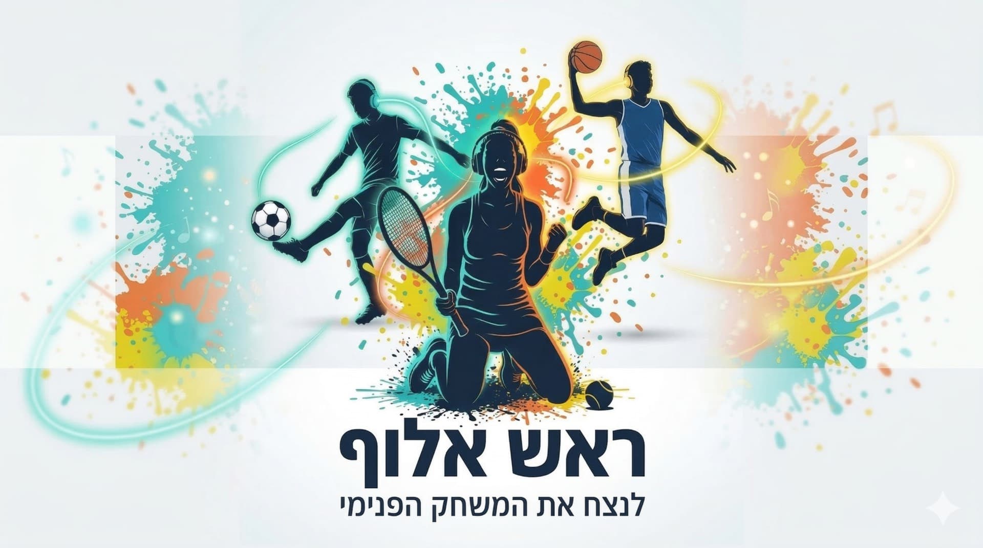 ספורטאי צעיר בתנועה דינמית עם כתמי צבע